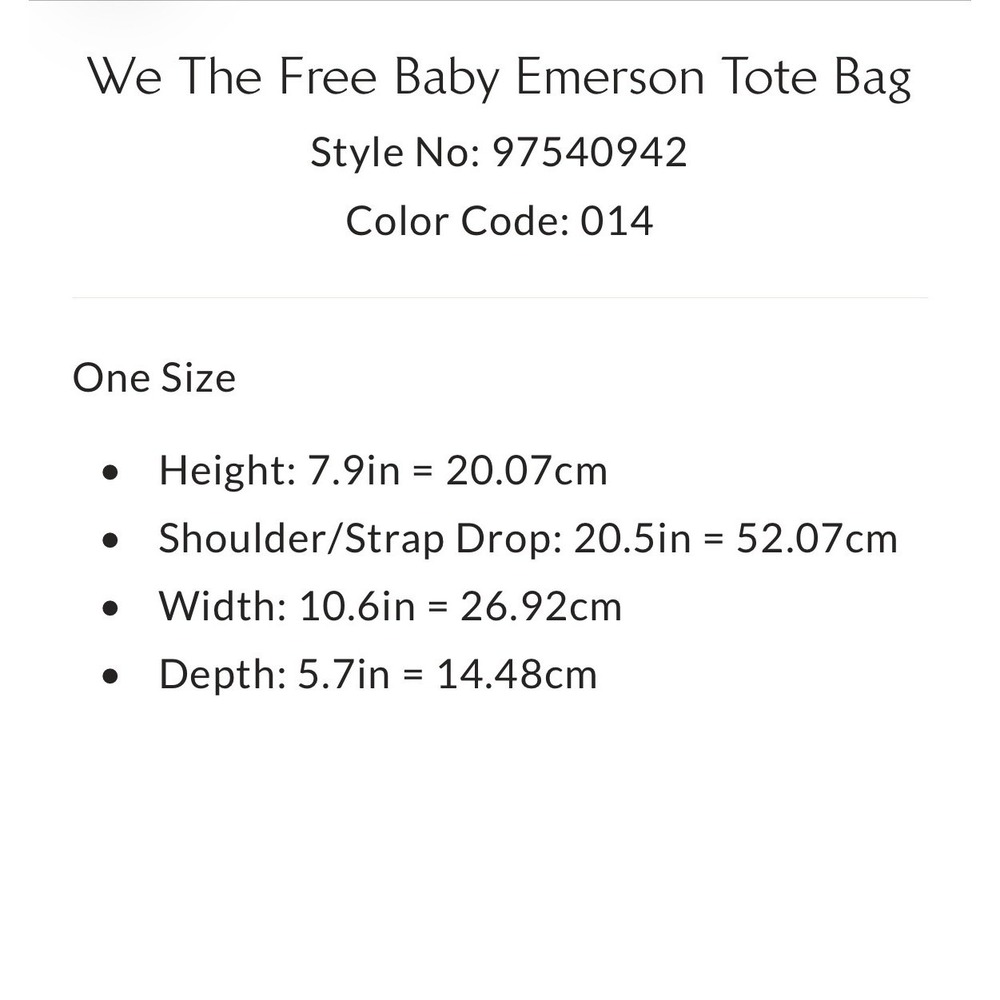 Iconic We The Free by Free People Baby Emerson Tote Bag Tan NEW NWT - Picture 6 of 10